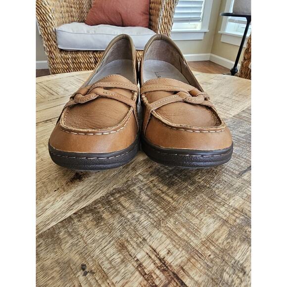 LL Bean Women's Tan Leather Slip On Loafer Wedge Shoes Size 8 - Picture 10 of 11